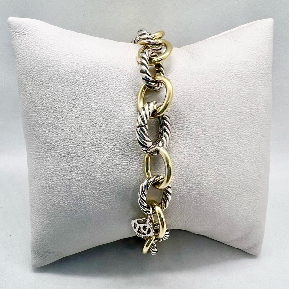 David Yurman 10mm Oval Medium Link Bracelet with Gold - Picture 4 of 10